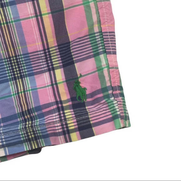 SH334 Polo Ralph Lauren Designer Plaid Lined Swim Trunks S - Picture 4 of 7